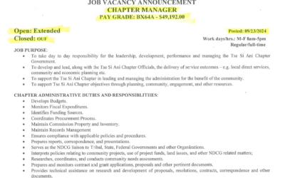 Tse Si Ani Chapter Manager Vacancy